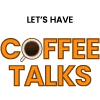 scritta Coffee Talks con tazzina di caffè visdta dall'alto