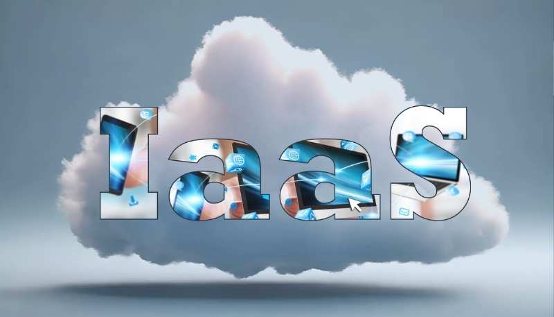 nuvola con scritta IaaS davanti in bianco e azzurro